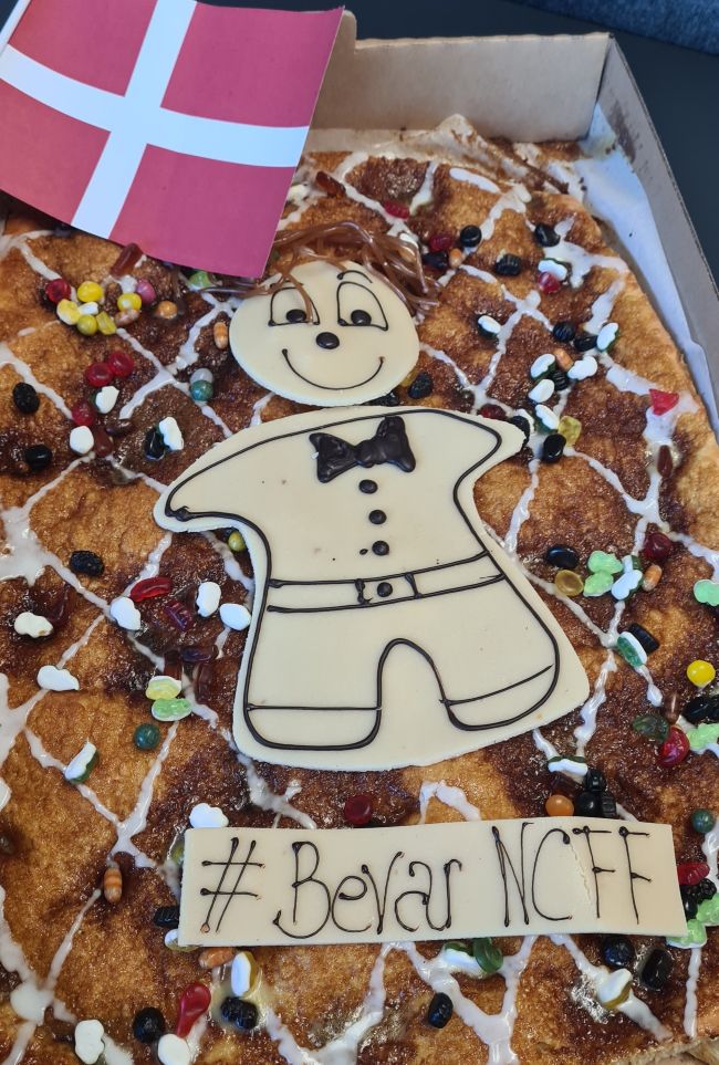 Fødselsdagskage med hashtagget #BevarNCFF